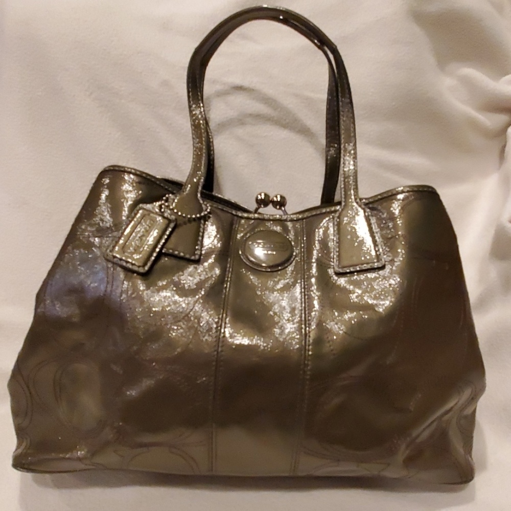 Beautiful, Rare Gray Patent Coach Bag